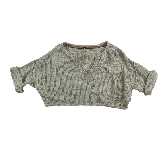 Free People Tops - Free People Cropped Knit Top Oversized Size Small Cream Beige